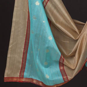 Blue - 3pc Chanderi Silk Handloom Nakshi Zari Suit Material Set