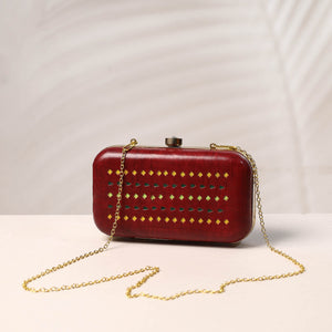 Brown - Handcrafted Kutch Leather Clutch / Sling Bag