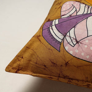 Brown - Hand Batik Printed Pure Cotton Cushion Cover (18 x 18 in)