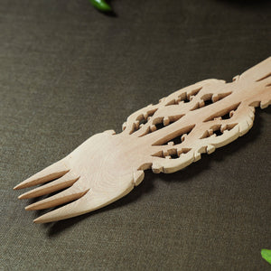 Beige - Udayagiri Wooden Serving Kajur Fork 15