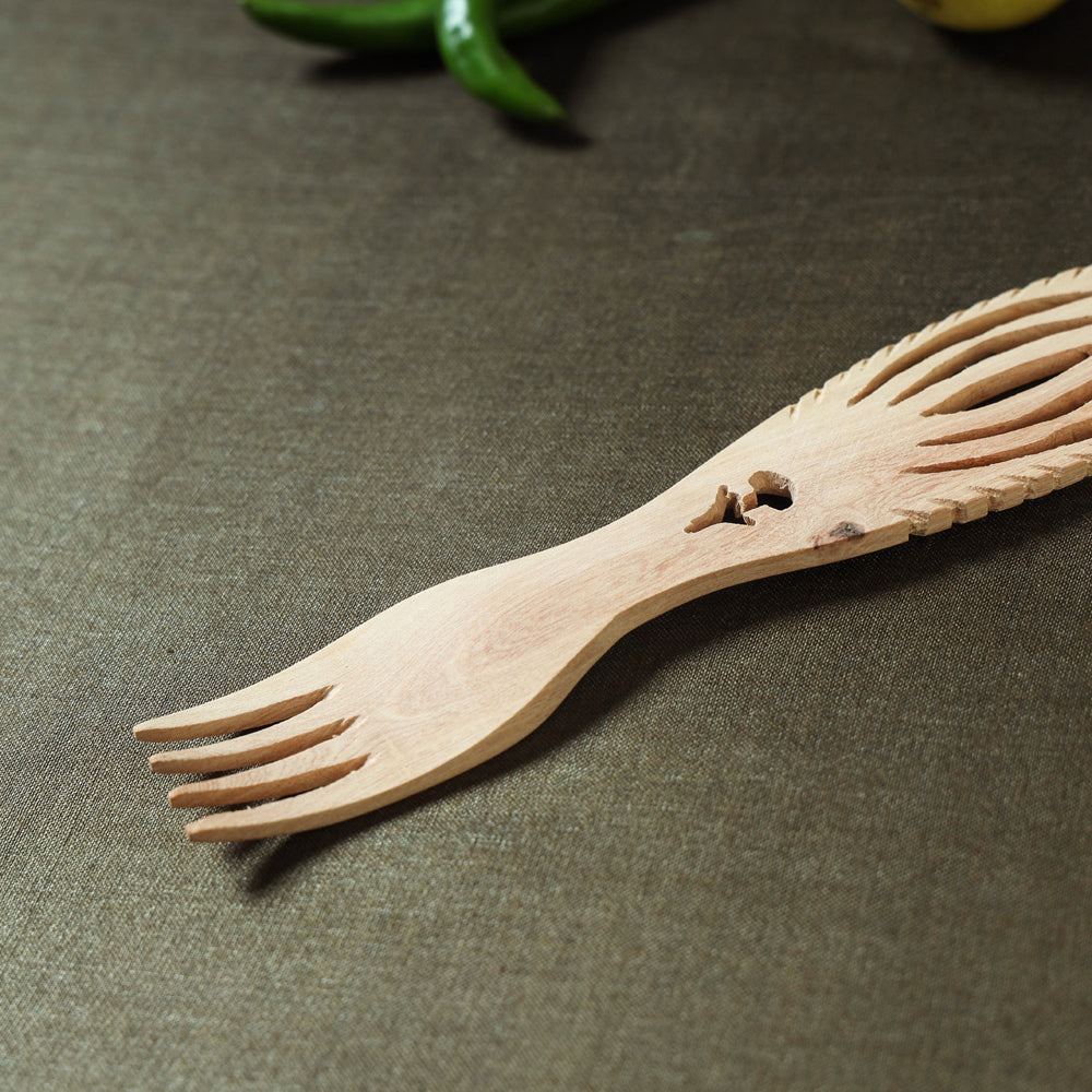 Beige - Udayagiri Wooden Fish Design Fork