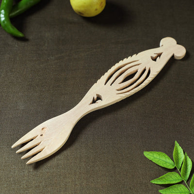 Beige - Udayagiri Wooden Fish Design Fork