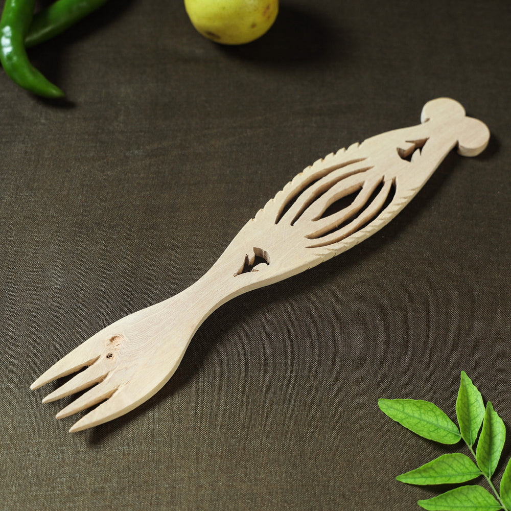 Beige - Udayagiri Wooden Fish Design Fork