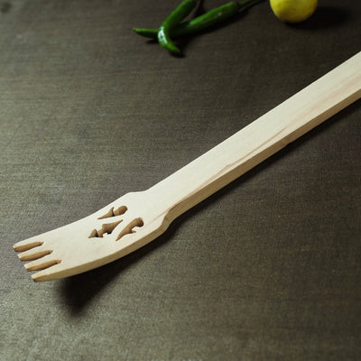 Beige - Udayagiri Wooden Serving Fork (Big)
