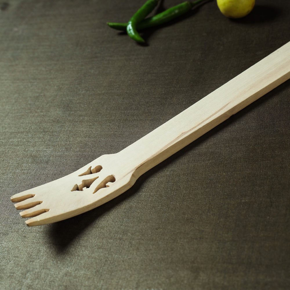 Beige - Udayagiri Wooden Serving Fork (Big)