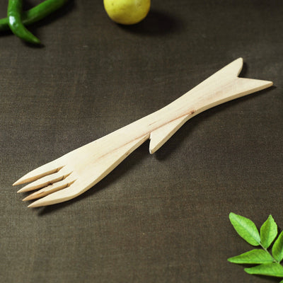 Beige - Udayagiri Wooden Serving Fork (Small)