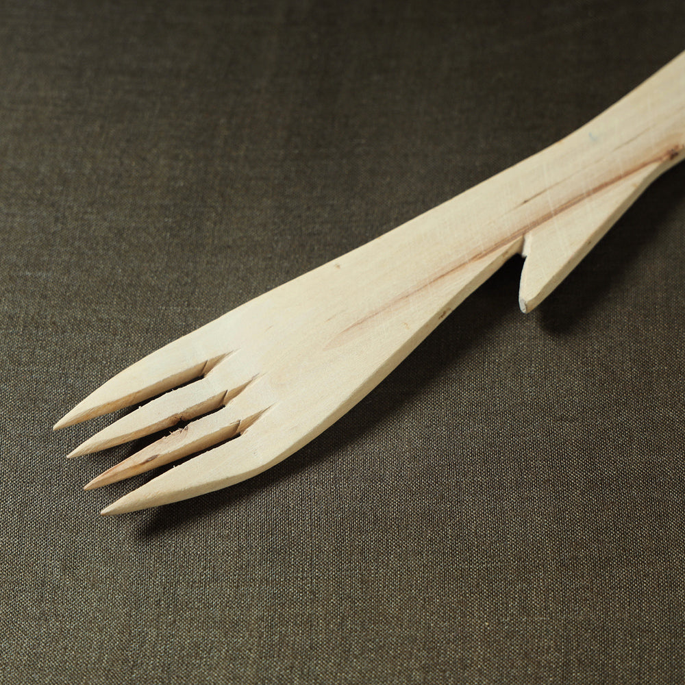 Beige - Udayagiri Wooden Serving Fork (Small)