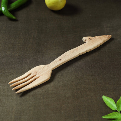 Beige - Udayagiri Wooden Serving Fork (Small)