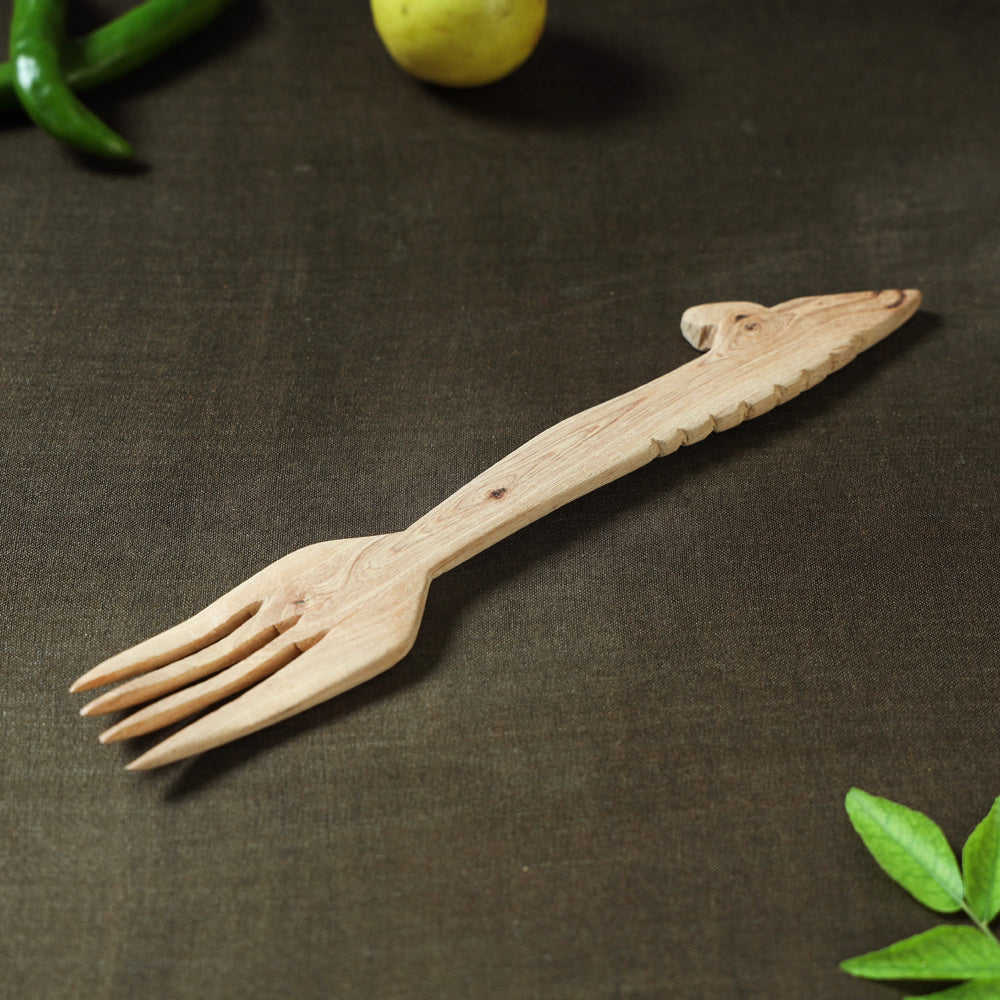 Beige - Udayagiri Wooden Serving Fork (Small)