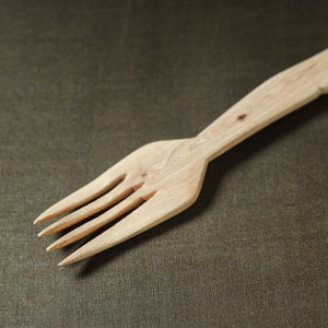 Beige - Udayagiri Wooden Serving Fork (Small)