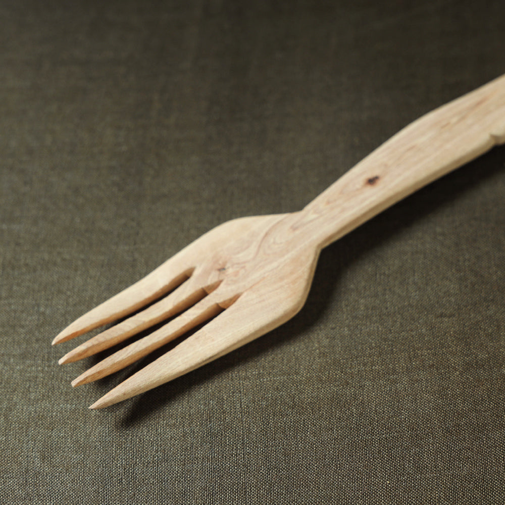 Beige - Udayagiri Wooden Serving Fork (Small)