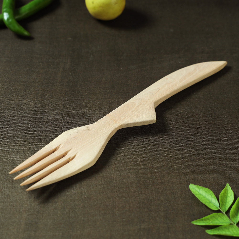 Beige - Udayagiri Wooden Serving Fork (Small)