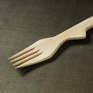 Beige - Udayagiri Wooden Serving Fork (Small)