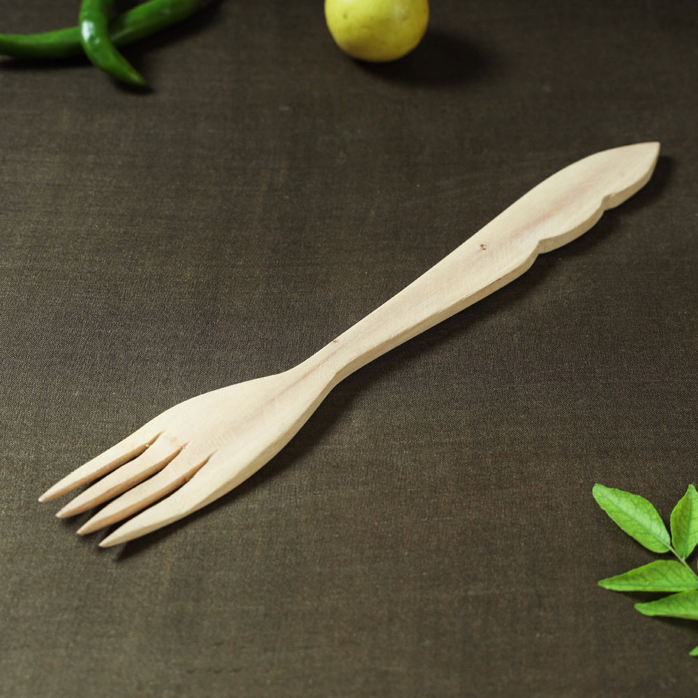 Beige - Udayagiri Wooden Serving Fork (Small)