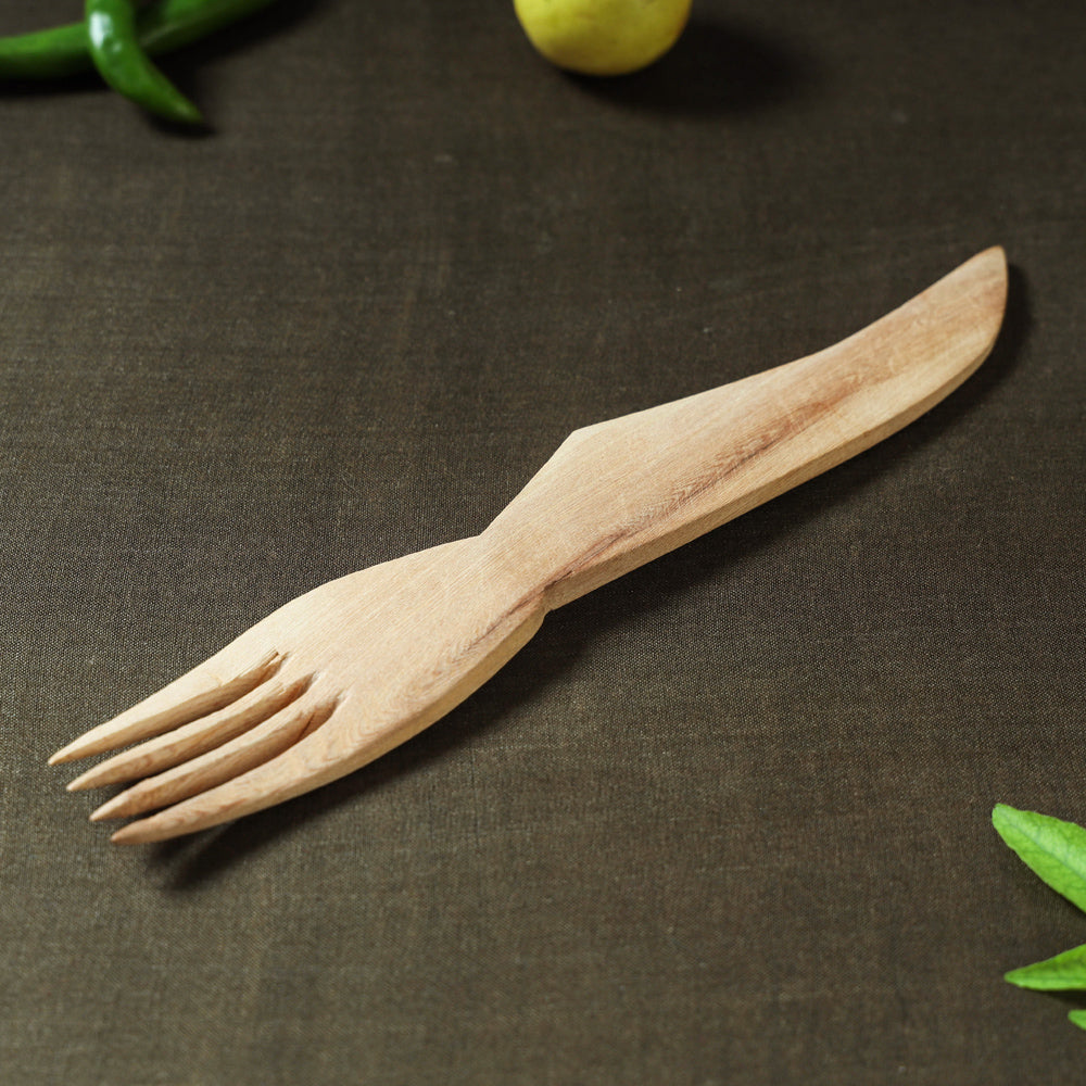 Beige - Udayagiri Wooden Serving Fork (Small)