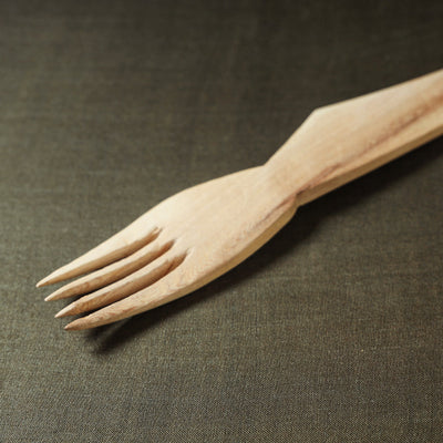 Beige - Udayagiri Wooden Serving Fork (Small)