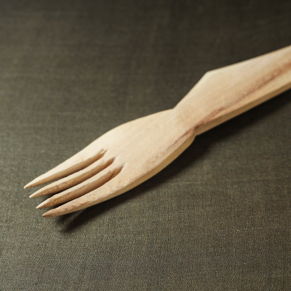 Beige - Udayagiri Wooden Serving Fork (Small)