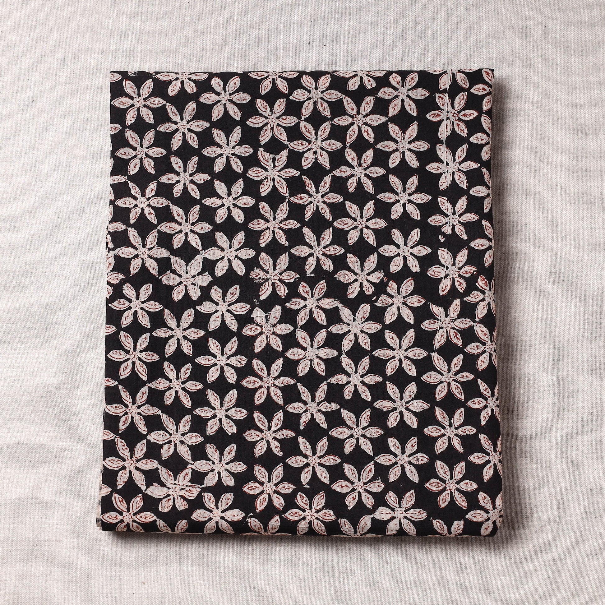 Black - Ajrakh Block Printed Cotton Precut Fabric (1.2 meter)