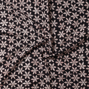 Black - Ajrakh Block Printed Cotton Precut Fabric (1.2 meter)