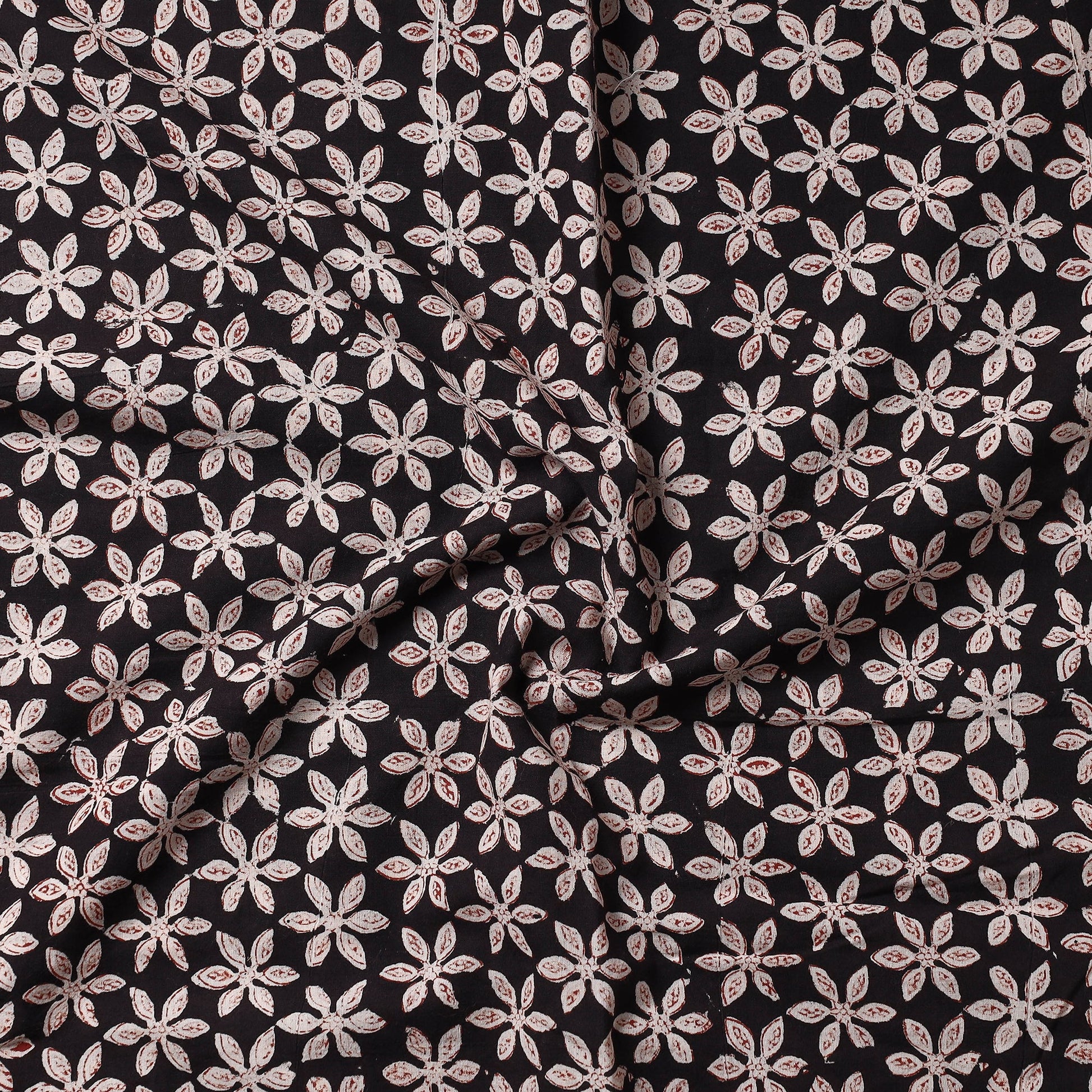 Black - Ajrakh Block Printed Cotton Precut Fabric (1.2 meter)