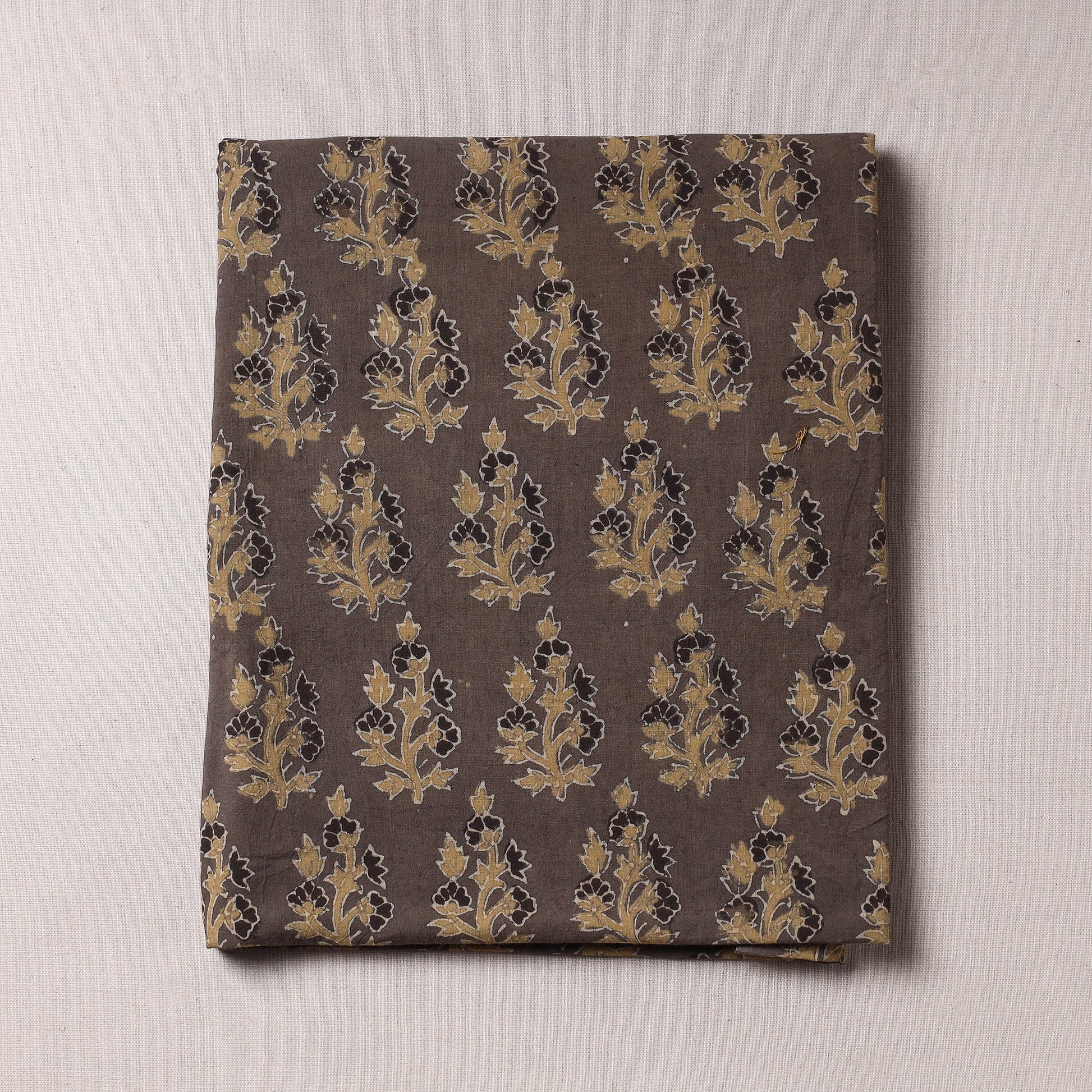 Brown - Ajrakh Block Printed Cotton Precut Fabric (1.9 meter)