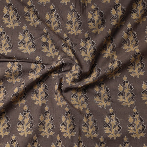 Brown - Ajrakh Block Printed Cotton Precut Fabric (1.9 meter)