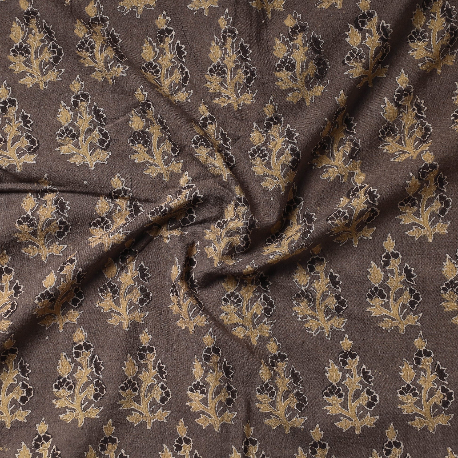 Brown - Ajrakh Block Printed Cotton Precut Fabric (1.9 meter)