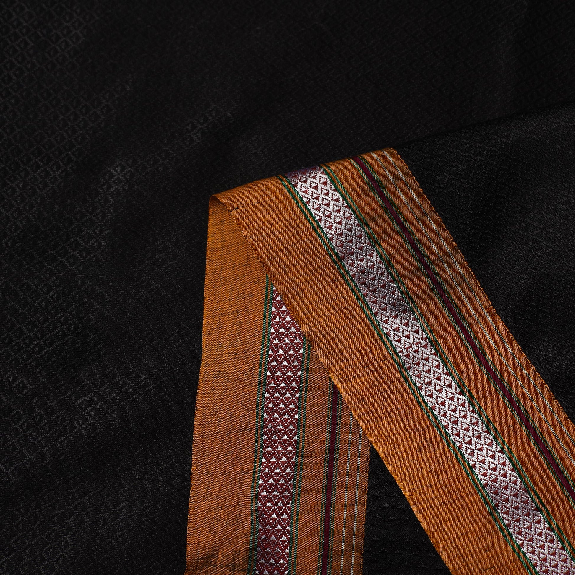 Black - Karnataka Weave Cotton Khun Fabric 26