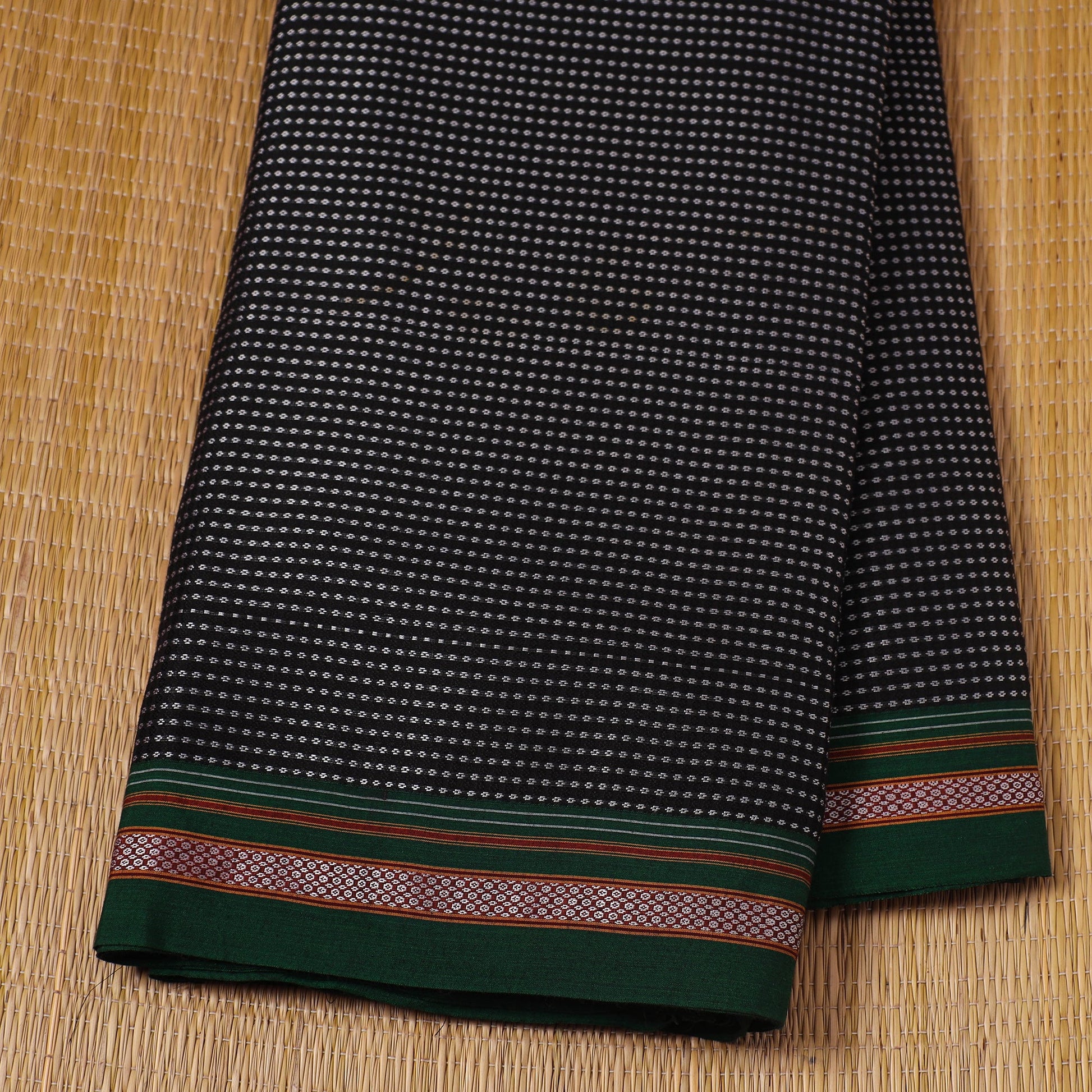 Black - Karnataka Weave Cotton Khun Fabric 48
