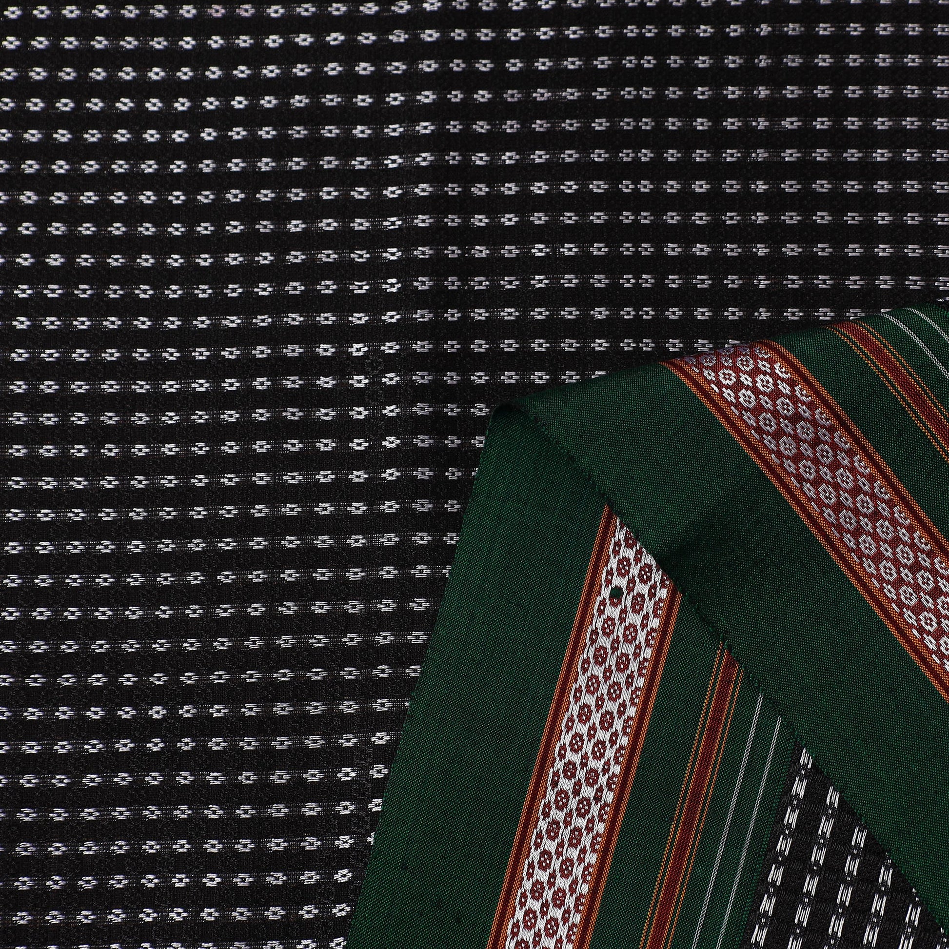 Black - Karnataka Weave Cotton Khun Fabric 48