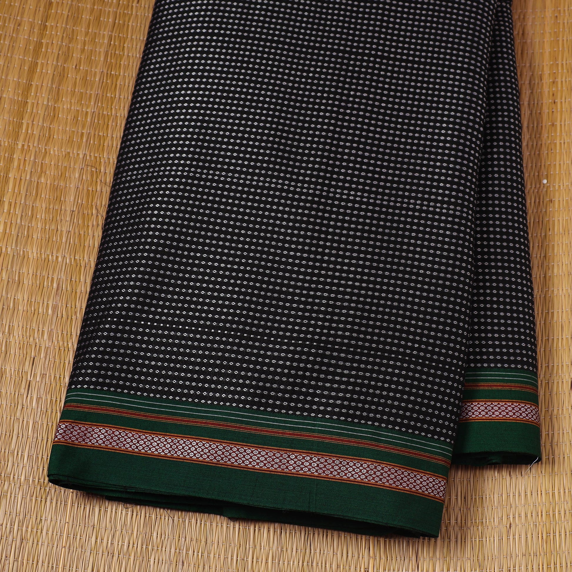 Black - Karnataka Weave Cotton Khun Fabric 34