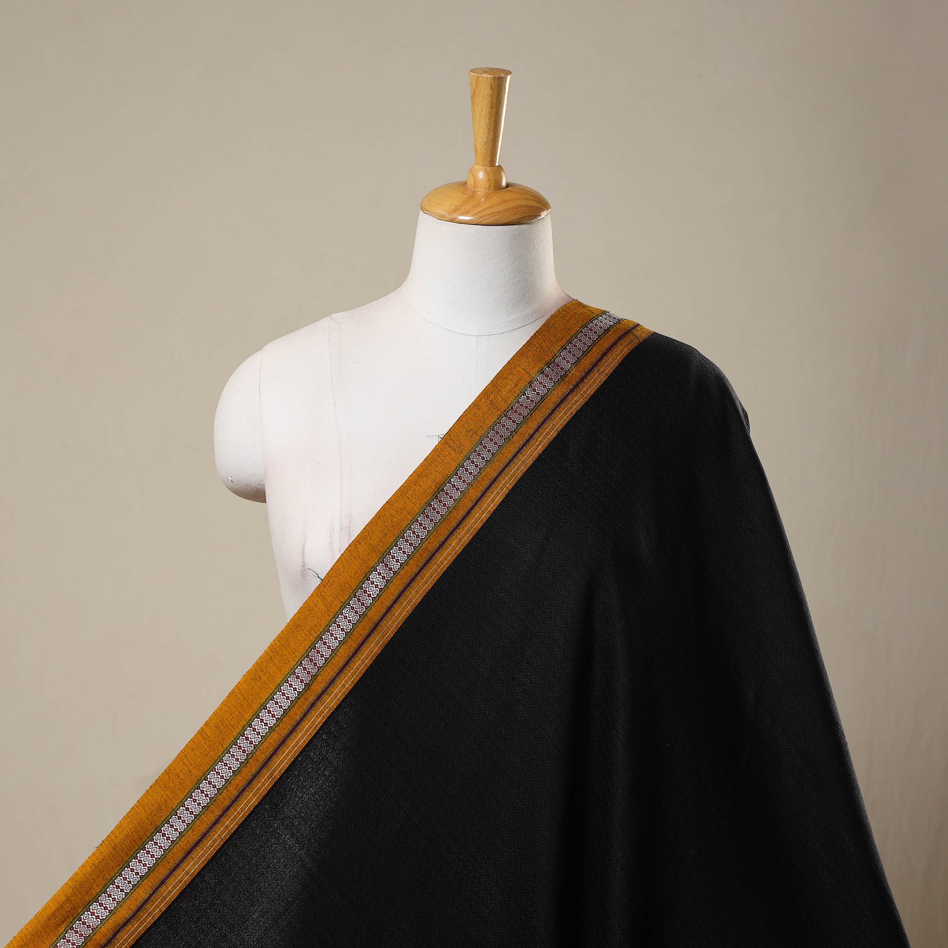 Black - Karnataka Weave Cotton Khun Fabric 17