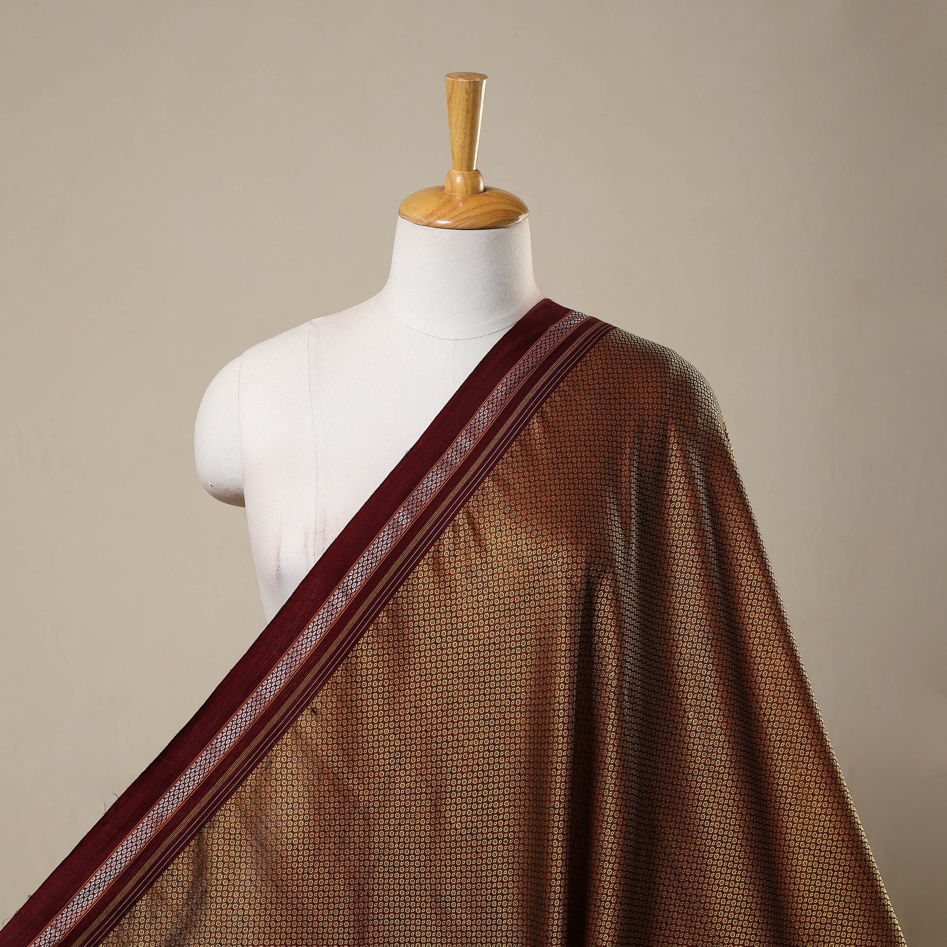 Brown - Karnataka Weave Cotton Khun Fabric 31