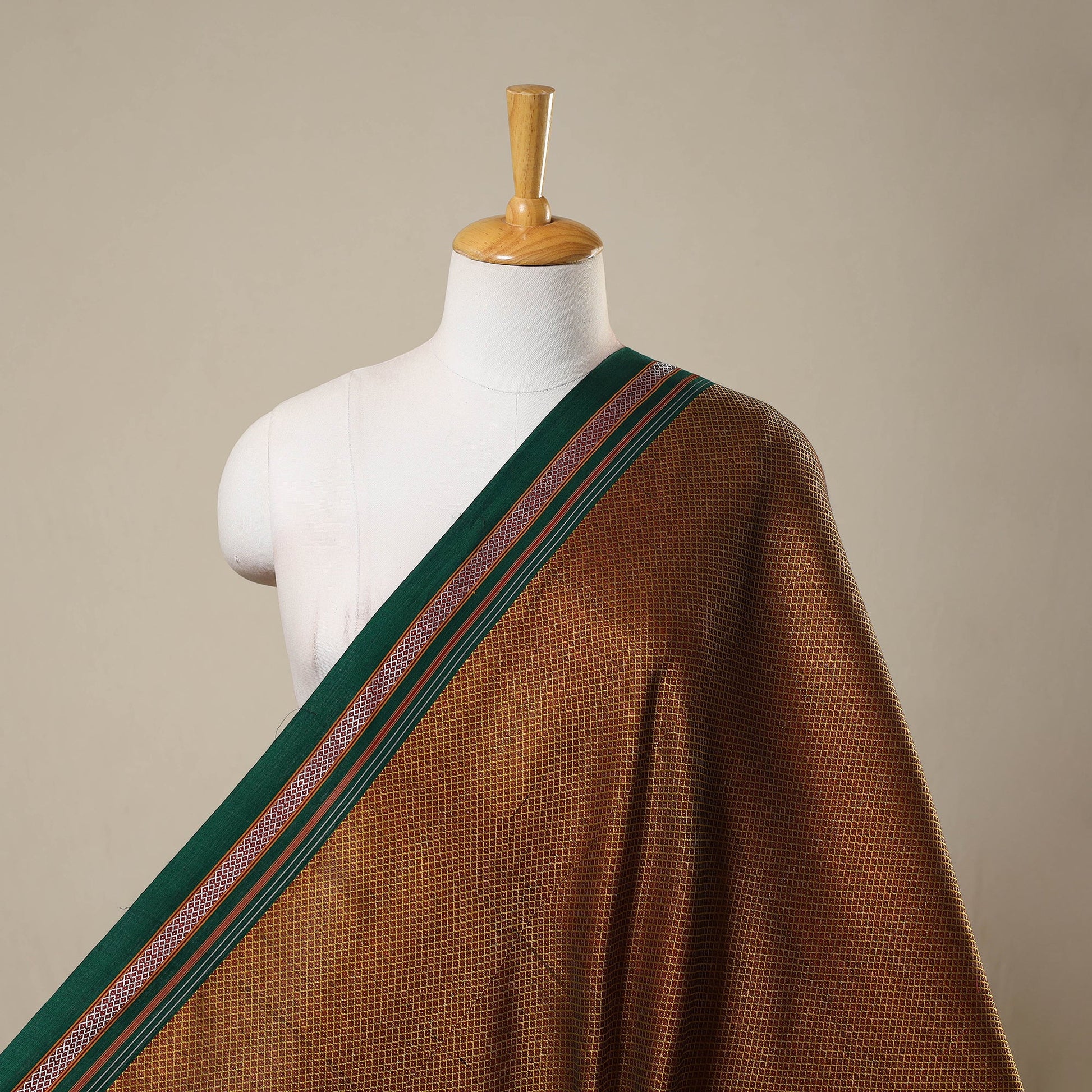 Brown - Karnataka Weave Cotton Khun Fabric 39