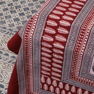 Bagh Block Printed Cotton Double Bed Cover with Pillow Covers (112 x 92 in)