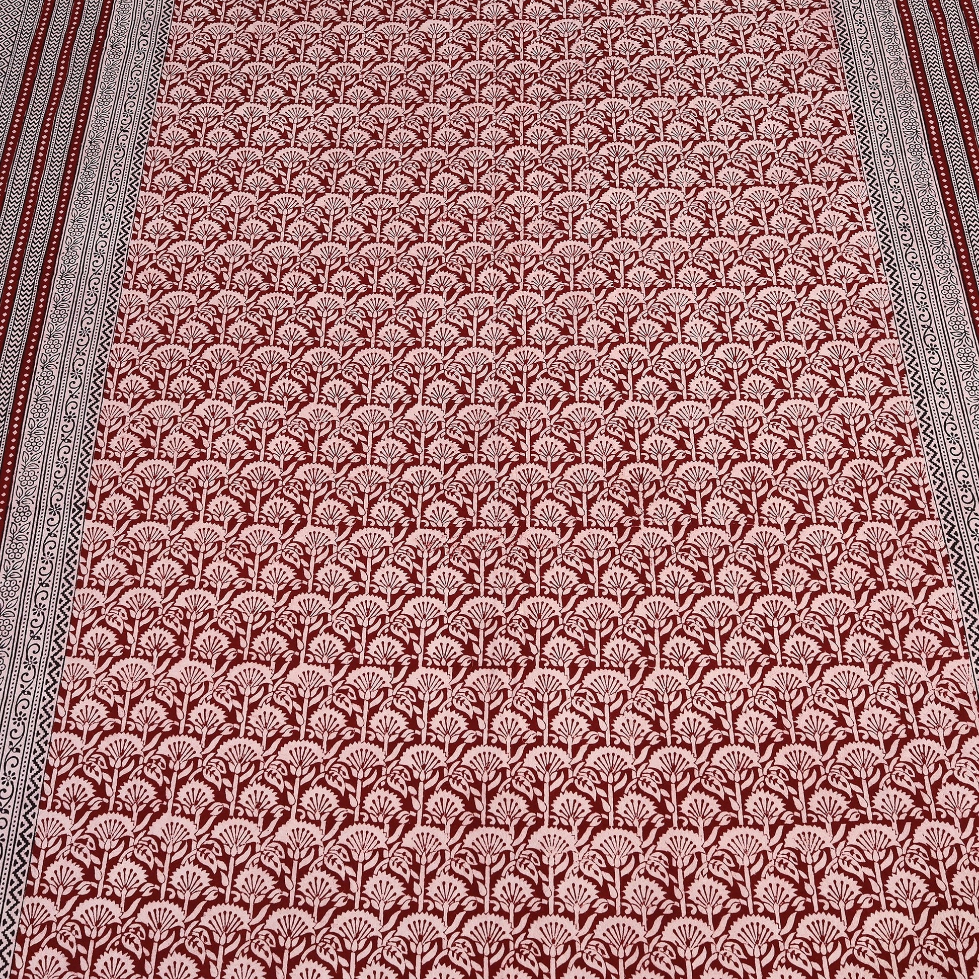 Bagh Block Printed Cotton Double Bed Cover with Pillow Covers (112 x 92 in)