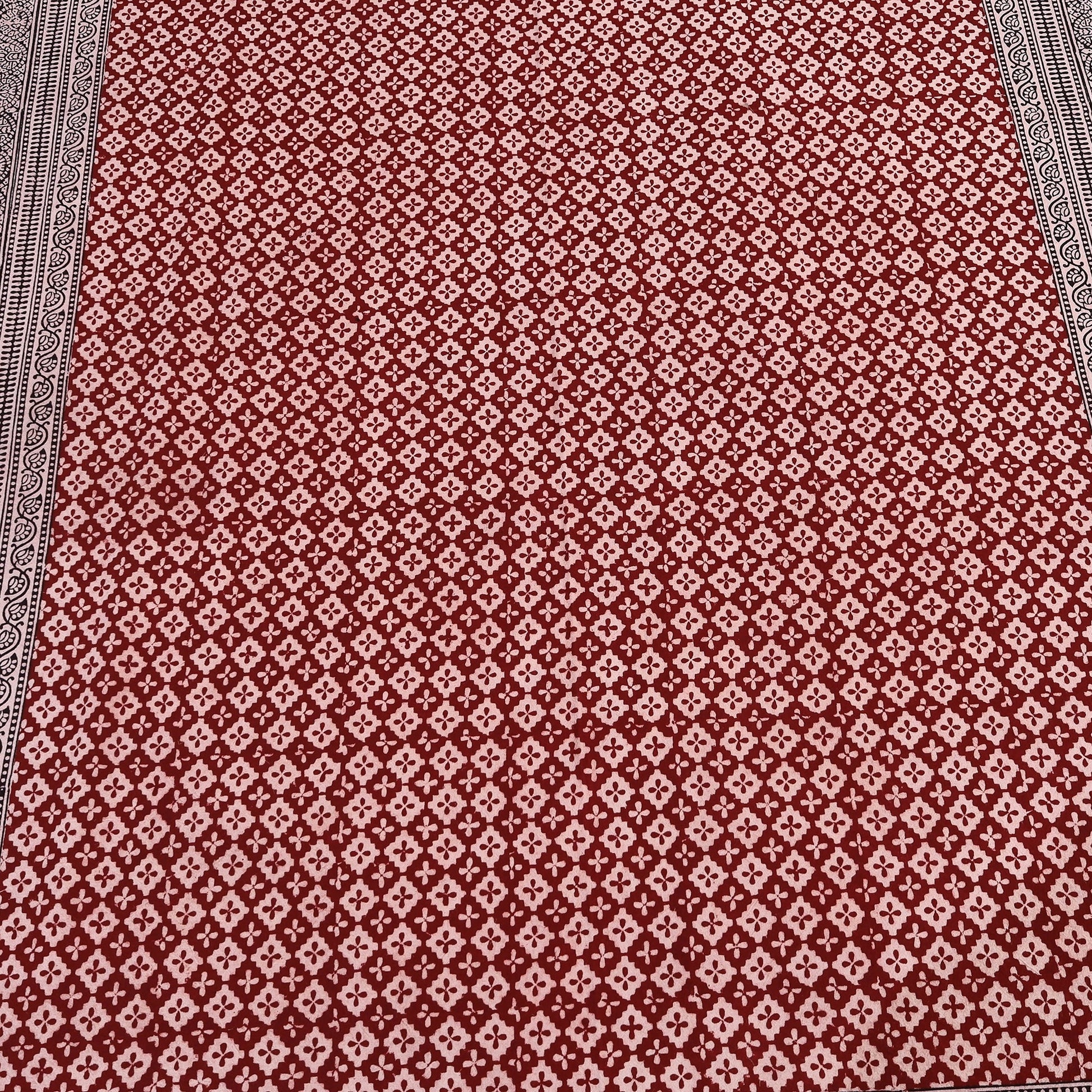 Bagh Block Printed Cotton Double Bed Cover with Pillow Covers (112 x 92 in)
