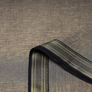 Brown - Prewashed Dharwad Cotton Thread Border Fabric