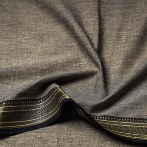 Brown - Prewashed Dharwad Cotton Thread Border Fabric