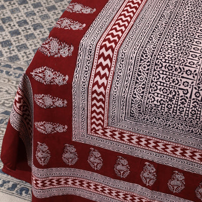 Bagh Block Printed Cotton Double Bed Cover with Pillow Covers (112 x 92 in)