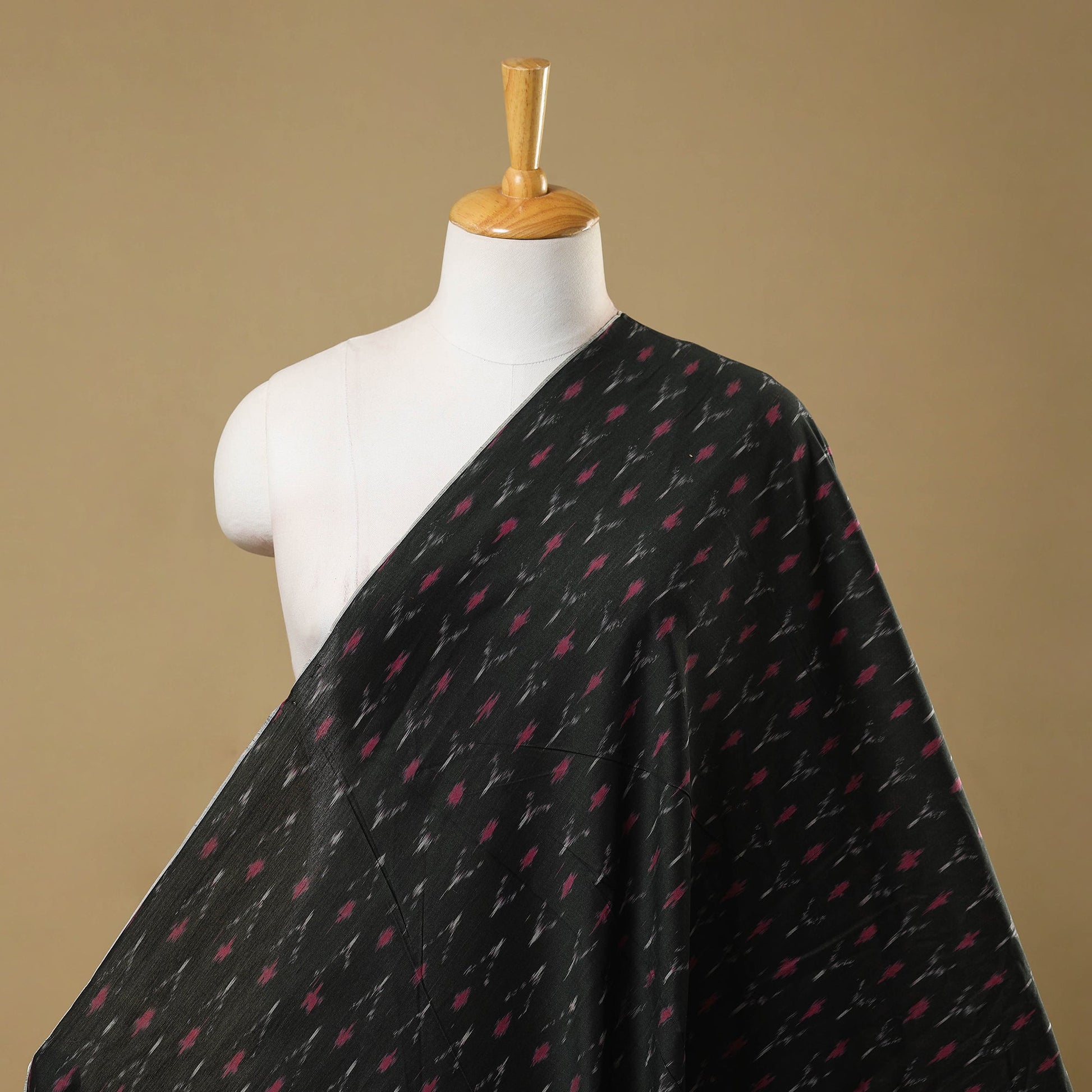 Black - Mercerised Cotton Pochampally Ikat Fabric 02