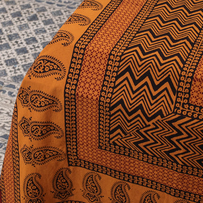 Bagh Block Printed Cotton Double Bed Cover with Pillow Covers (112 x 92 in)