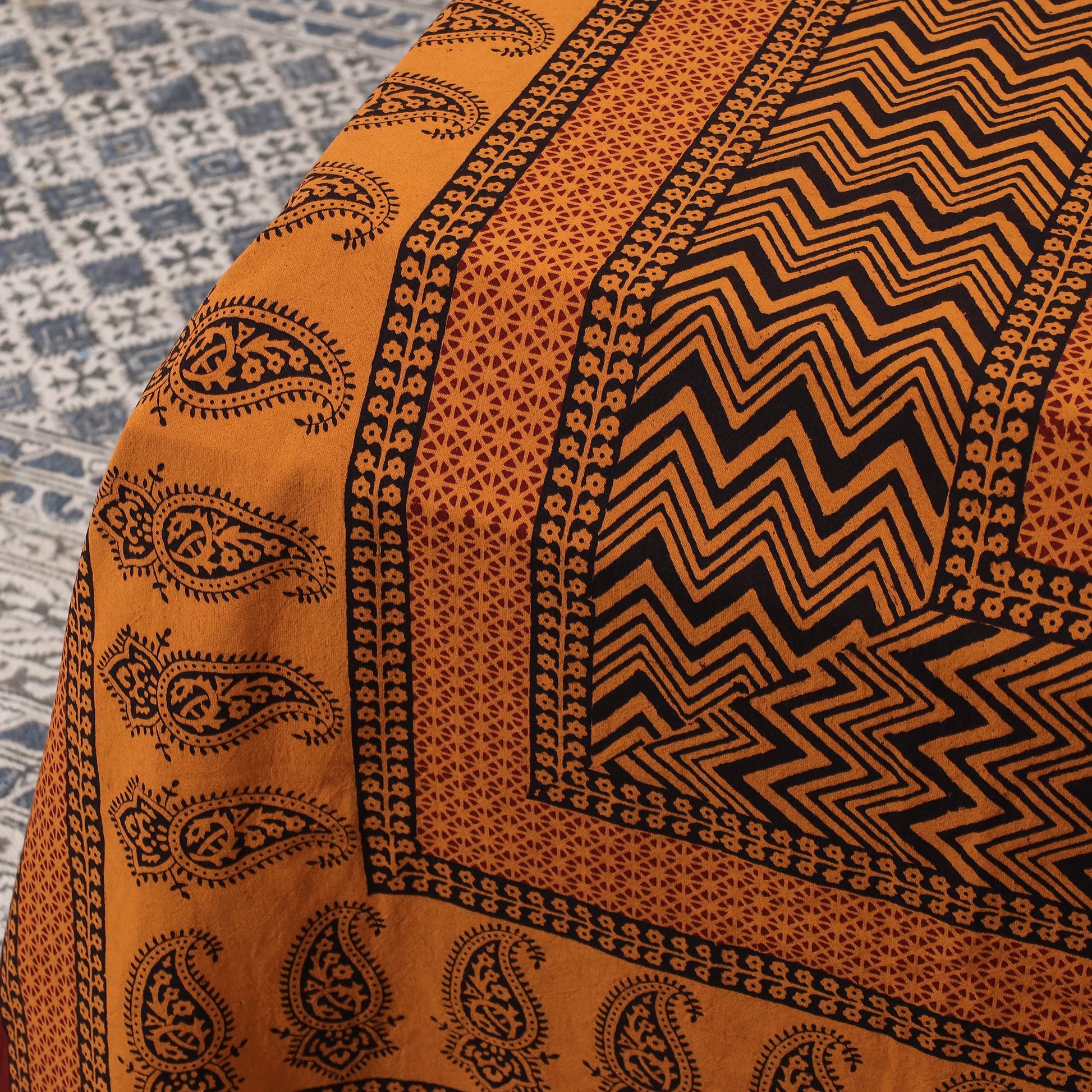 Bagh Block Printed Cotton Double Bed Cover with Pillow Covers (112 x 92 in)