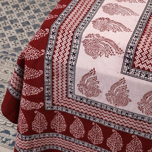 Bagh Block Printed Cotton Double Bed Cover with Pillow Covers (112 x 92 in)