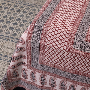 Bagh Block Printed Cotton Double Bed Cover with Pillow Covers (112 x 92 in)