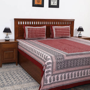 Bagh Block Printed Cotton Double Bed Cover with Pillow Covers (112 x 92 in)