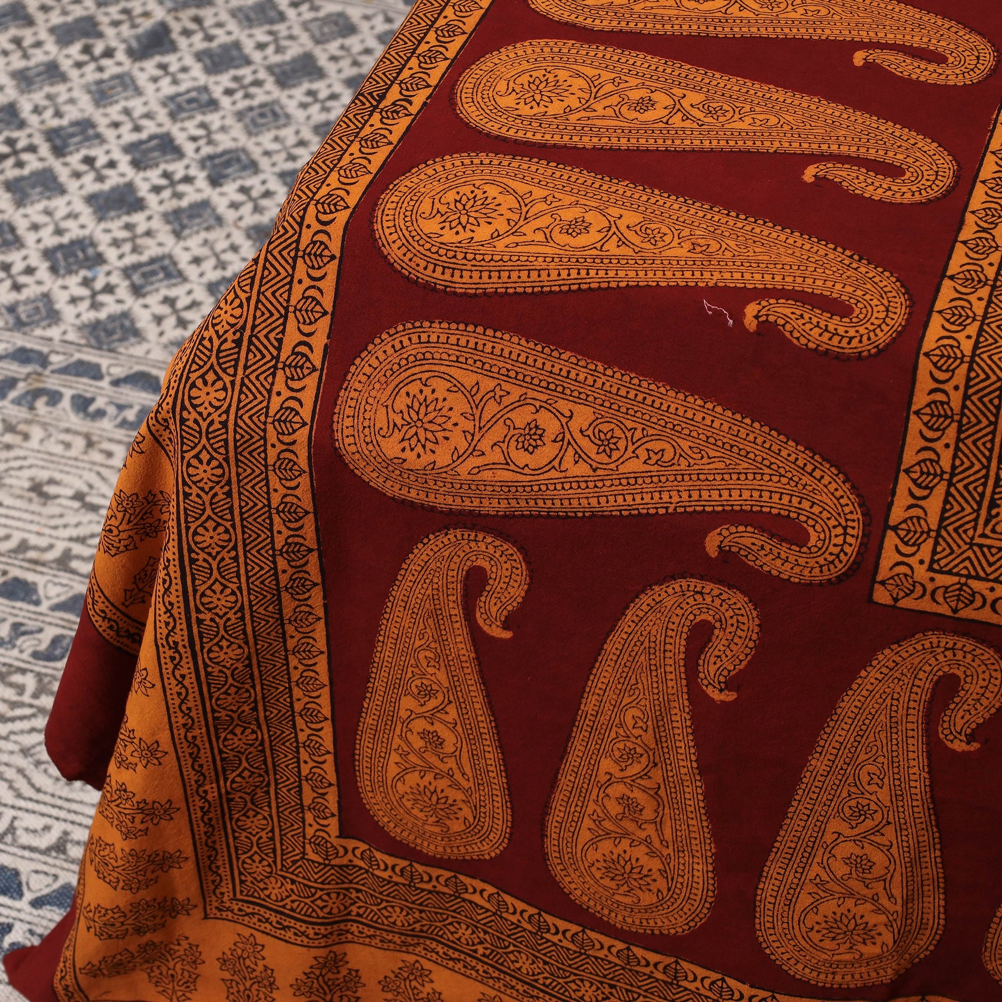 Bagh Block Printed Cotton Double Bed Cover with Pillow Covers (112 x 92 in)