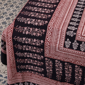 Bagh Block Printed Cotton Double Bed Cover with Pillow Covers (112 x 92 in)