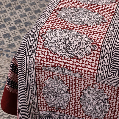 Bagh Block Printed Cotton Double Bed Cover with Pillow Covers (112 x 92 in)