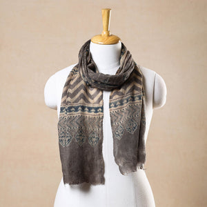Brown - Ajrakh Hand Block Printed Pure Woolen Stole